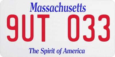 MA license plate 9UT033