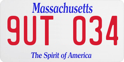 MA license plate 9UT034