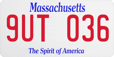 MA license plate 9UT036