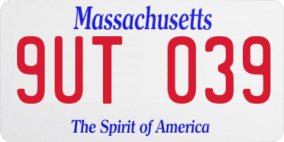 MA license plate 9UT039