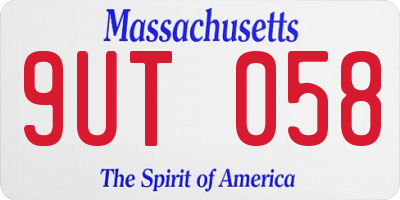 MA license plate 9UT058