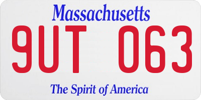 MA license plate 9UT063
