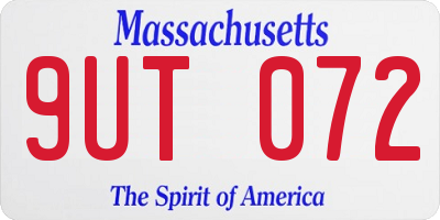 MA license plate 9UT072