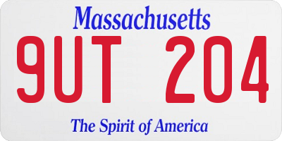 MA license plate 9UT204