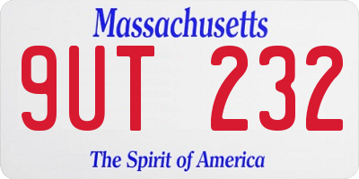 MA license plate 9UT232