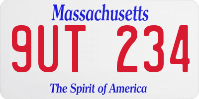 MA license plate 9UT234