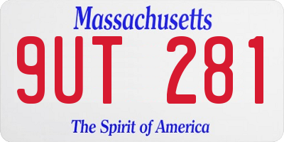 MA license plate 9UT281