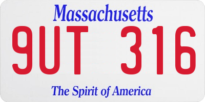 MA license plate 9UT316