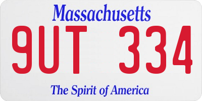 MA license plate 9UT334