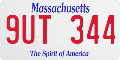 MA license plate 9UT344