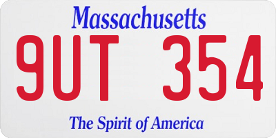 MA license plate 9UT354