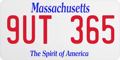 MA license plate 9UT365