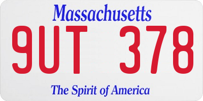 MA license plate 9UT378
