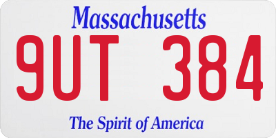 MA license plate 9UT384