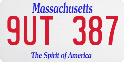 MA license plate 9UT387