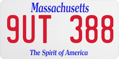 MA license plate 9UT388