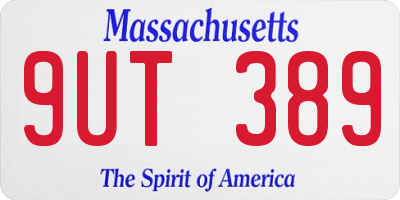 MA license plate 9UT389