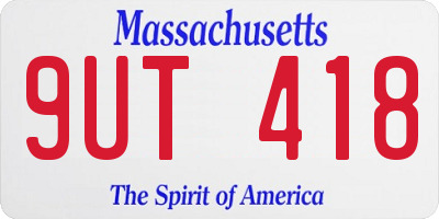 MA license plate 9UT418