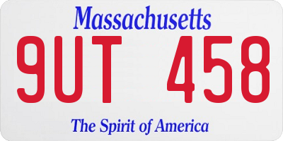 MA license plate 9UT458