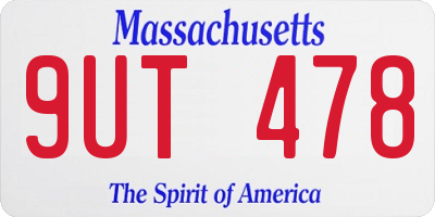 MA license plate 9UT478