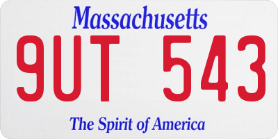 MA license plate 9UT543