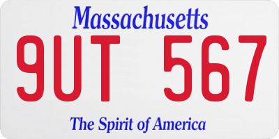 MA license plate 9UT567