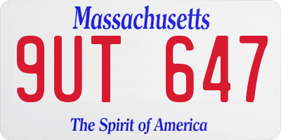 MA license plate 9UT647