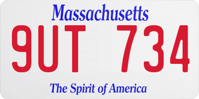 MA license plate 9UT734