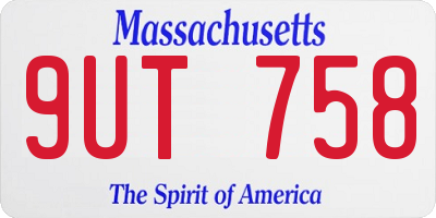 MA license plate 9UT758