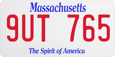 MA license plate 9UT765