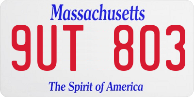 MA license plate 9UT803