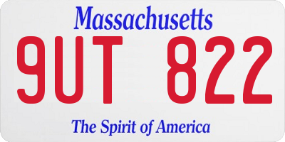 MA license plate 9UT822