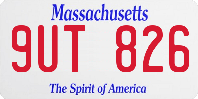 MA license plate 9UT826