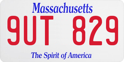 MA license plate 9UT829