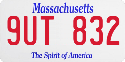 MA license plate 9UT832