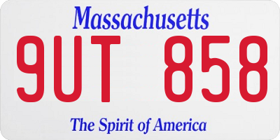 MA license plate 9UT858