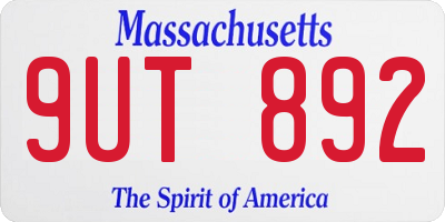 MA license plate 9UT892