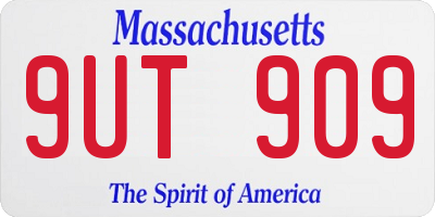 MA license plate 9UT909