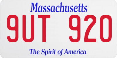 MA license plate 9UT920