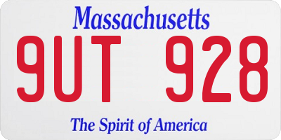 MA license plate 9UT928