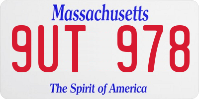 MA license plate 9UT978