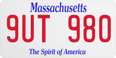 MA license plate 9UT980
