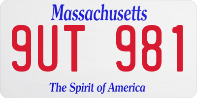 MA license plate 9UT981