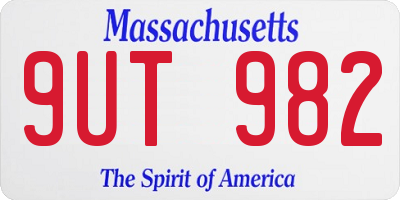 MA license plate 9UT982