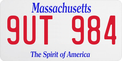 MA license plate 9UT984