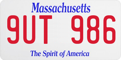 MA license plate 9UT986