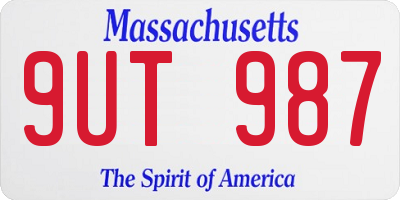 MA license plate 9UT987