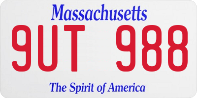 MA license plate 9UT988
