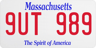 MA license plate 9UT989