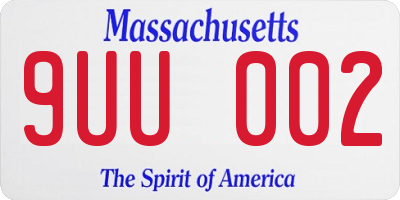 MA license plate 9UU002